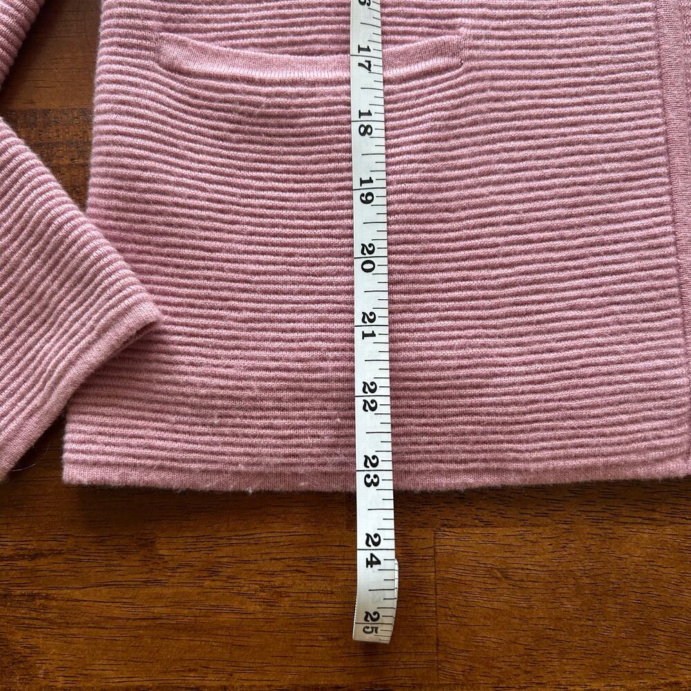 Talbots Women’s Small Petite Ribbed Open-Front Cardigan, Soft Pink Elegant Layer - Picture 2 of 6